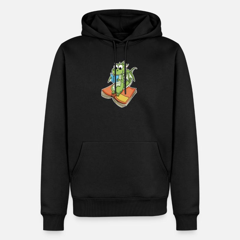 Bücher Drache Drachen - Männer Premium Bio Hoodie - Schwarz