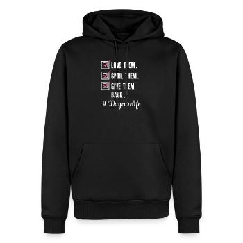 Fournisseur de services de garde Love Enseignante en garderie - Sweat à capuche Premium bio Homme - noir - Devant - Nico (187cm)