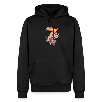 7 birthday 7 years old with animal motif - seven - Men’s Premium Organic Hoodie - black - Front - Nico (187cm)