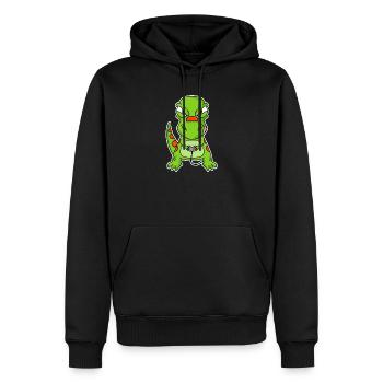Dino Gamer Gaming Zocken Zocker - Männer Premium Bio Hoodie - Schwarz - Vorne - Nico (187cm)