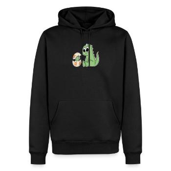 Dinosaure avec bébé dinosaure - Dino - Sweat à capuche Premium bio Homme - noir - Devant - Nico (187cm)