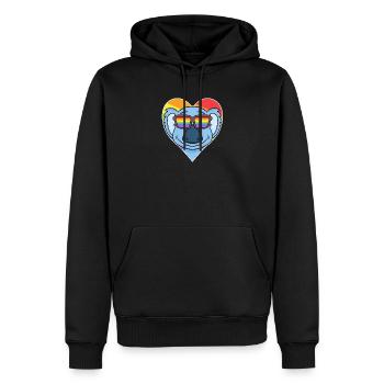 Arc-en-ciel - Koala avec lunettes et cœur - Sweat à capuche Premium bio Homme - noir - Devant - Nico (187cm)