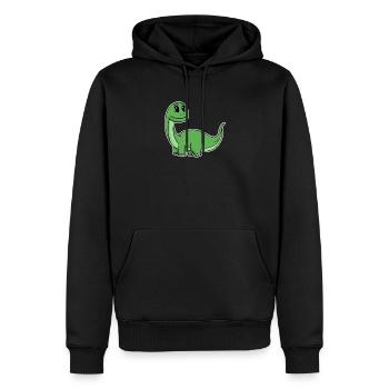Petit dinosaure vert mignon - Sweat à capuche Premium bio Homme - noir - Devant - Nico (187cm)