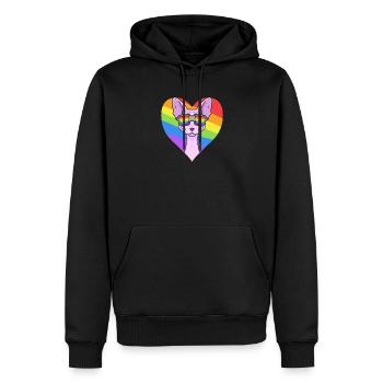 Regenbogen - Katze Sphynx-Katze mit Brille - Männer Premium Bio Hoodie - Schwarz - Vorne - Nico (187cm)