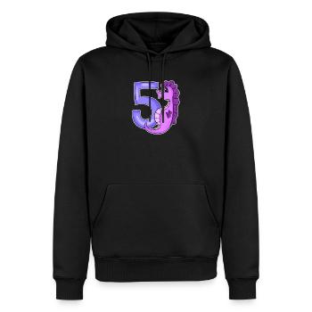 5e anniversaire Motif Seahorse - Cinq ans - Sweat à capuche Premium bio Homme - noir - Devant - Nico (187cm)