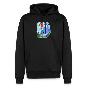 7ème anniversaire Motif Dauphin - sept ans - Sweat à capuche Premium bio Homme - noir - Devant - Nico (187cm)
