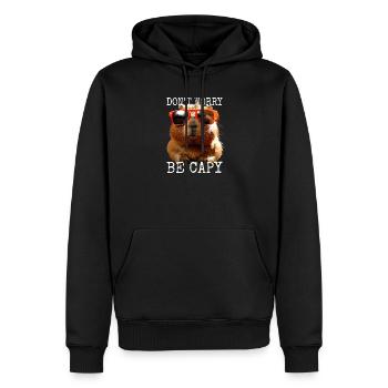 Capybara Dont Worry Be Capy Wasserschwein Nagetier - Männer Premium Bio Hoodie - Schwarz - Vorne - Nico (187cm)
