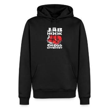 Jab hook cross uppercut - Männer Premium Bio Hoodie - Schwarz - Vorne - Nico (187cm)