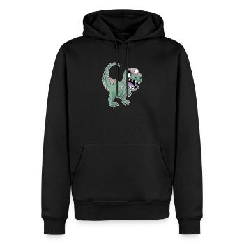 Dinosaurier Zombie Gruselig - Männer Premium Bio Hoodie - Schwarz - Vorne - Nico (187cm)