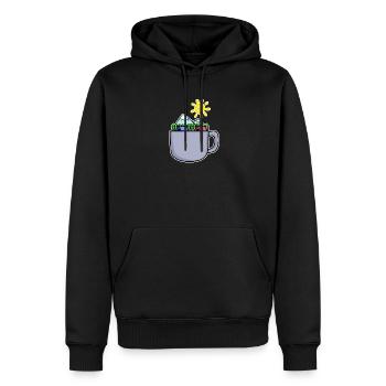 Café Mountain Mountains Summit - Sweat à capuche Premium bio Homme - noir - Devant - Nico (187cm)