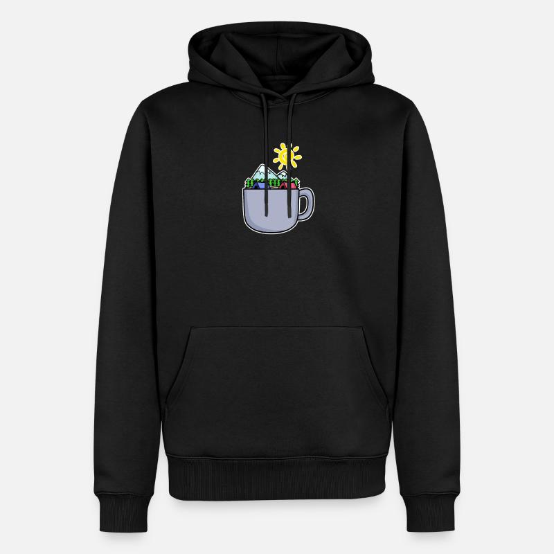 Café Mountain Mountains Summit - Sweat à capuche Premium bio Homme - noir