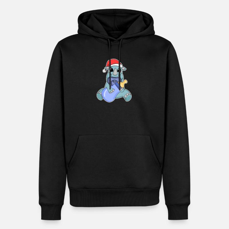 Rhinocéros bébé Noël - Sweat à capuche Premium bio Homme - noir