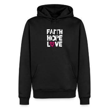 Faith Hope Love - Men’s Premium Organic Hoodie - black - Front - Nico (187cm)