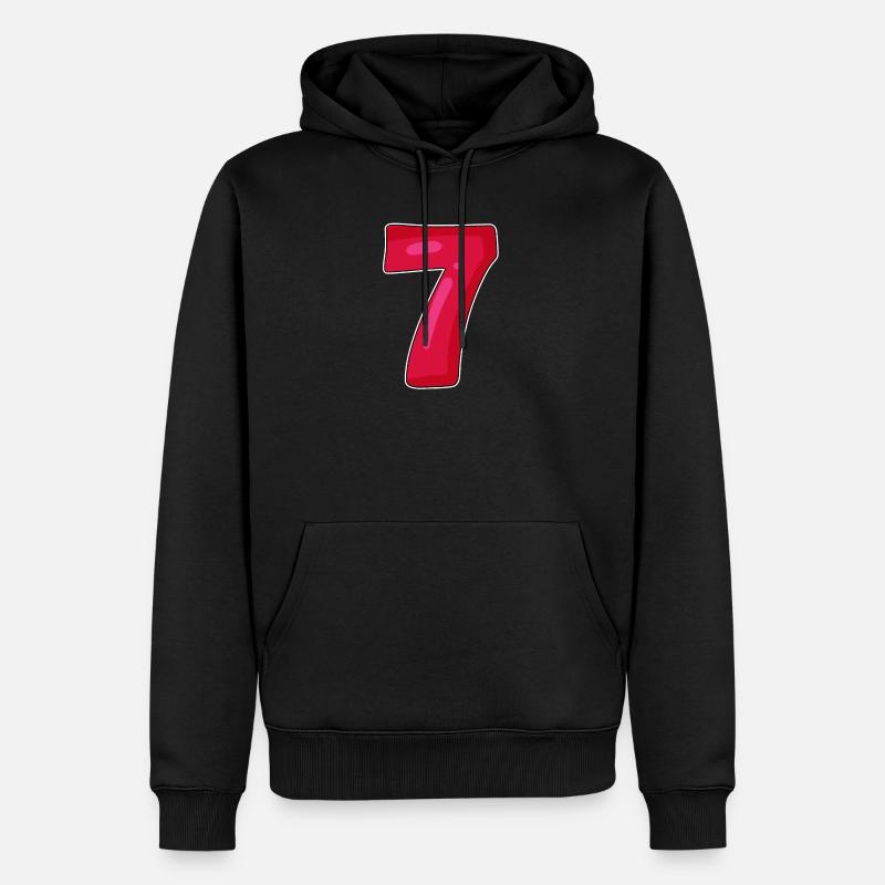 7 rouge - Sweat à capuche Premium bio Homme - noir