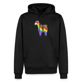 Alpaga paresseux arc-en-ciel Noël - Sweat à capuche Premium bio Homme - noir - Devant - Nico (187cm)