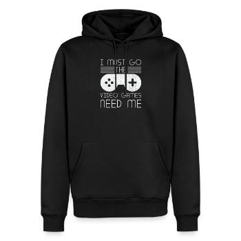 Must Go Videospiele brauchen mich Videospieler - Männer Premium Bio Hoodie - Schwarz - Vorne - Nico (187cm)