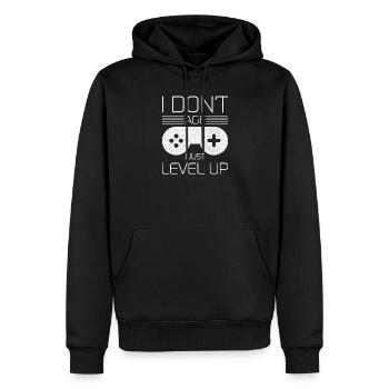 Ich altere nicht, ich levele nur Gaming-Shirt auf - Männer Premium Bio Hoodie - Schwarz - Vorne - Nico (187cm)