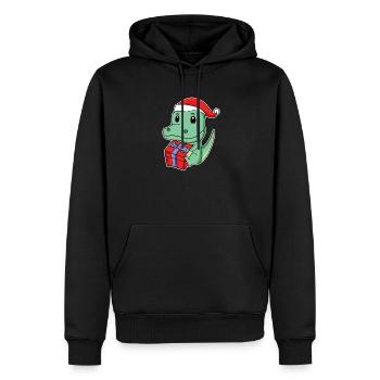 Crocodile avec bonnet de Père Noël - Sweat à capuche Premium bio Homme - noir - Devant - Nico (187cm)
