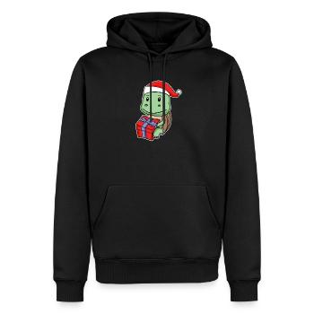 Tortue avec chapeau de Noël - Sweat à capuche Premium bio Homme - noir - Devant - Nico (187cm)
