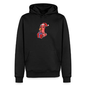 Poulet avec bonnet de Père Noël et cadeau de Noël - Sweat à capuche Premium bio Homme - noir - Devant - Nico (187cm)