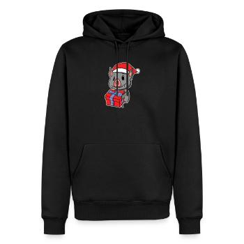 Chauve-souris avec bonnet de Père Noël - Noël - Sweat à capuche Premium bio Homme - noir - Devant - Nico (187cm)