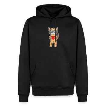 Katze mit Herz und Brille - Bengalkatze - Männer Premium Bio Hoodie - Schwarz - Vorne - Nico (187cm)