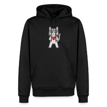 Katze mit Herz und Brille - Devon Rex - Männer Premium Bio Hoodie - Schwarz - Vorne - Nico (187cm)