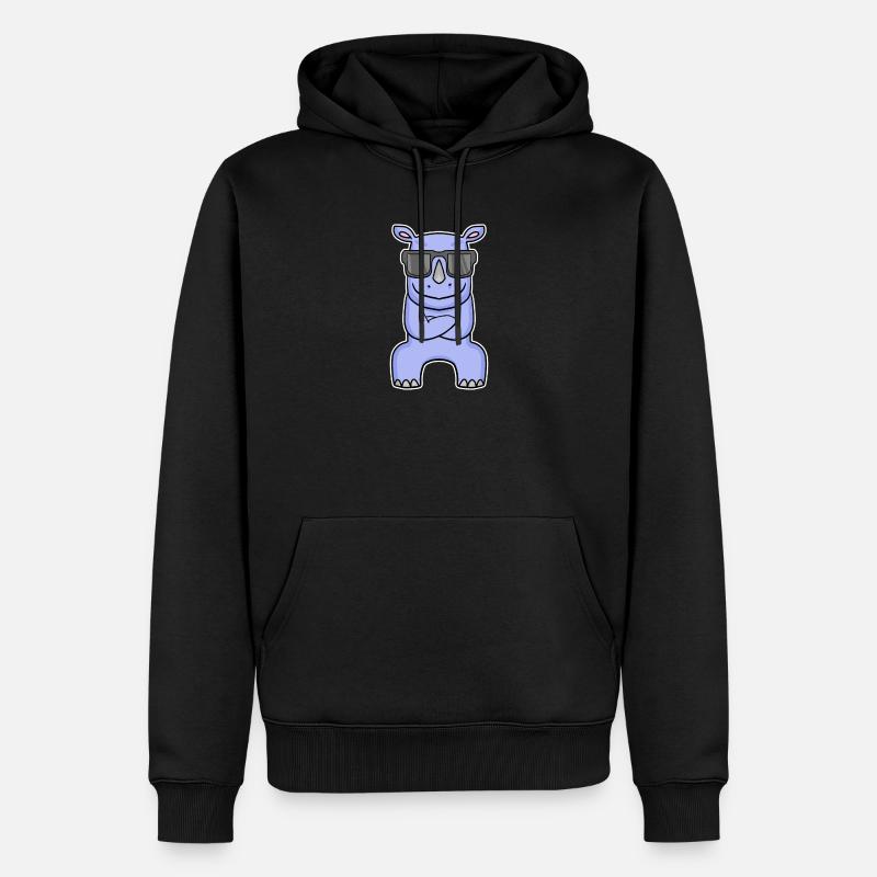 Nilpferd mit Brille - Männer Premium Bio Hoodie - Schwarz