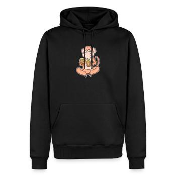 Affe mit Bier - Männer Premium Bio Hoodie - Schwarz - Vorne - Nico (187cm)