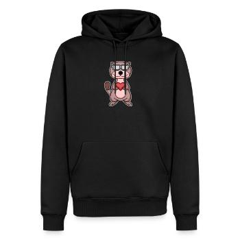 Belette avec coeur et lunettes - Sweat à capuche Premium bio Homme - noir - Devant - Nico (187cm)