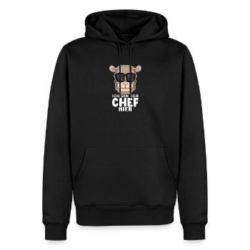 Chef Spruch mit Alpaka Motiv - Männer Premium Bio Hoodie - Schwarz - Vorne - Nico (187cm)