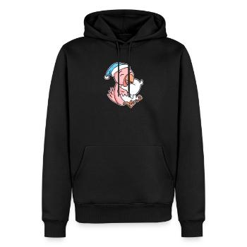 poulet avec oreiller et bonnet somnolent - Sweat à capuche Premium bio Homme - noir - Devant - Nico (187cm)