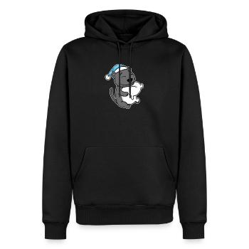 schwarzer Panther mit Kissen und Schlafmütze - Männer Premium Bio Hoodie - Schwarz - Vorne - Nico (187cm)