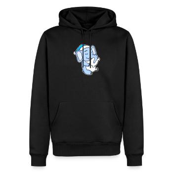 Éléphant avec oreiller et bonnet somnolent - Sweat à capuche Premium bio Homme - noir - Devant - Nico (187cm)
