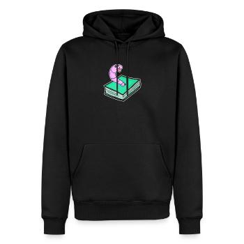 Buch Wurm - Männer Premium Bio Hoodie - Schwarz - Vorne - Nico (187cm)