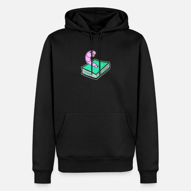 Buch Wurm - Männer Premium Bio Hoodie - Schwarz