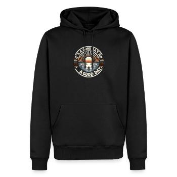 C’est une bonne journée pour une bonne journée - Summer Retro - Sweat à capuche Premium bio Homme - noir - Devant - Nico (187cm)