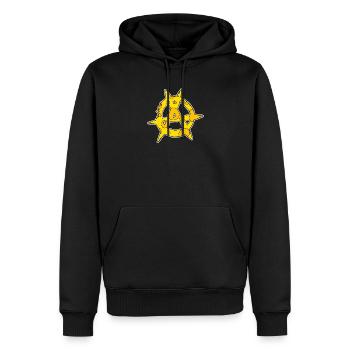 Anarchy symbol made of cheese - Men’s Premium Organic Hoodie - black - Front - Nico (187cm)