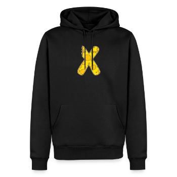 Buchstabe X - Anfangsbuchstabe X - Käse Motiv - Männer Premium Bio Hoodie - Schwarz - Vorne - Nico (187cm)