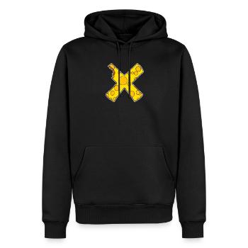 Fromage X Croix - Sweat à capuche Premium bio Homme - noir - Devant - Nico (187cm)