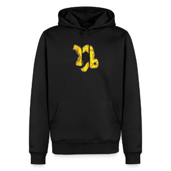 Symbole du signe du zodiaque Capricorne - Sweat à capuche Premium bio Homme - noir - Devant - Nico (187cm)