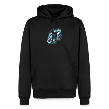 Longboarder auf Skateboard oder Longboard - Männer Premium Bio Hoodie - Schwarz - Vorne - Nico (187cm)
