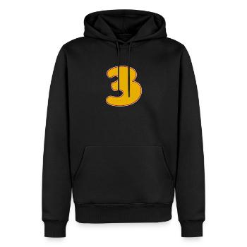 3 - Three - Men’s Premium Organic Hoodie - black - Front - Nico (187cm)