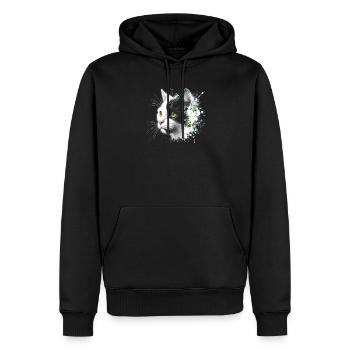 Cool cat head with colorful paint splashes - Men’s Premium Organic Hoodie - black - Front - Nico (187cm)