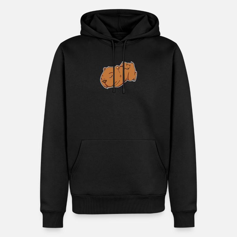 Famille - Capybara avec bébé Capybara - Sweat à capuche Premium bio Homme - noir