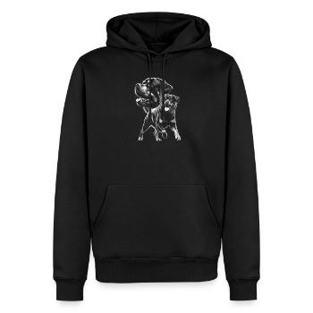 Rottweiler en tant que portrait dans le style du dessin - Sweat à capuche Premium bio Homme - noir - Devant - Nico (187cm)