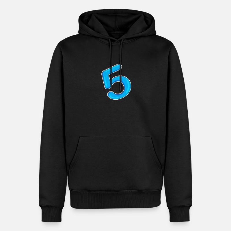 Nummer 5 Blau - Männer Premium Bio Hoodie - Schwarz