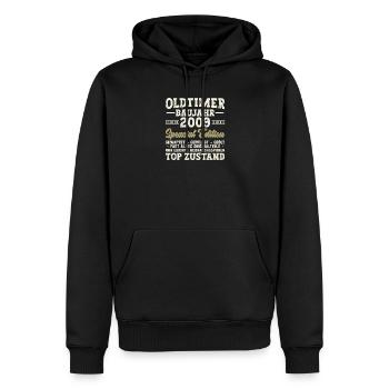 Oldtimer Baujahr 2009 Special Edition - Männer Premium Bio Hoodie - Schwarz - Vorne - Nico (187cm)