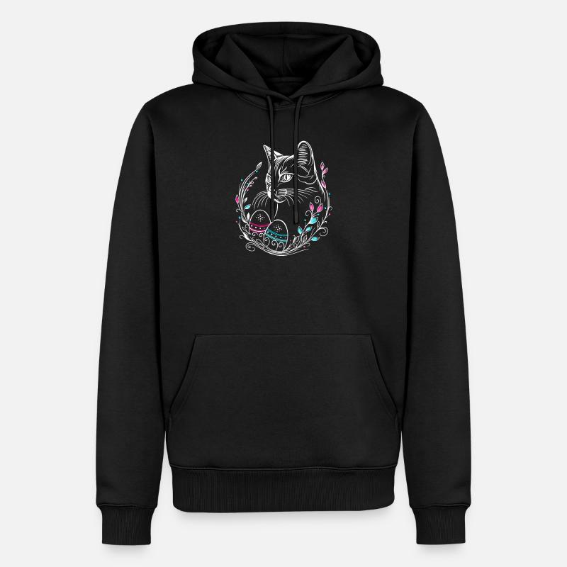 Katze Ostern Ostereier Easter Cat - Männer Premium Bio Hoodie - Schwarz