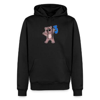 Ours motif 3e anniversaire - Trois ans - Sweat à capuche Premium bio Homme - noir - Devant - Nico (187cm)